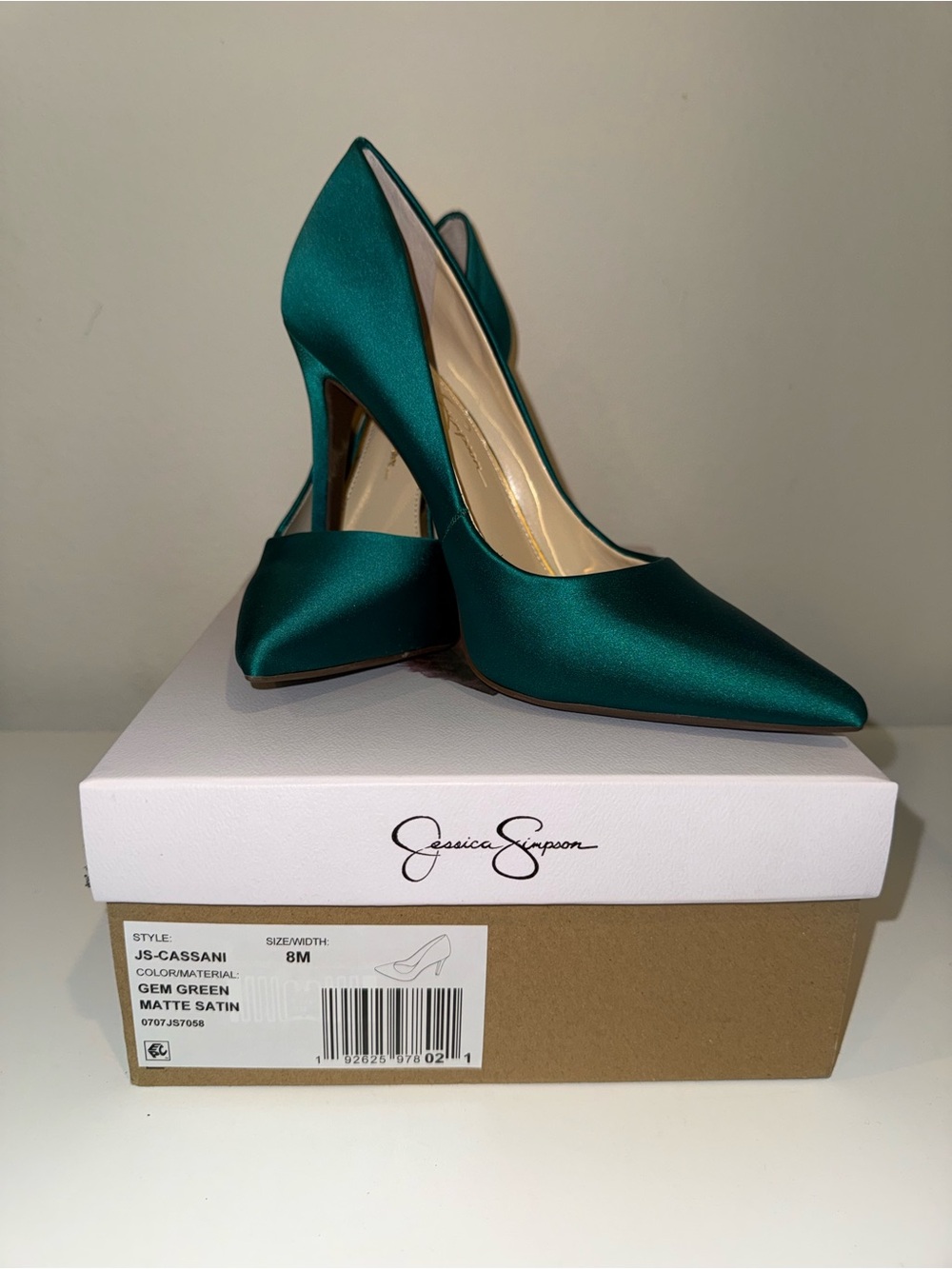 Jessica Simpson Emerald Satin Pointed-Toe Pumps - Picture 5 of 7